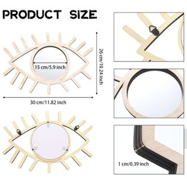 Wesiti Wood Boho Eye Mirror Eye Shape Wall Decoration Funky Rattan Mirror Artistic Decorative Moon Eye Mirror Handmade Evil Eye Wall Art for Living Room Bedroom