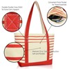 DALIX Large Stripe Tote Deluxe Shoulder Bag Cotton Canvas in