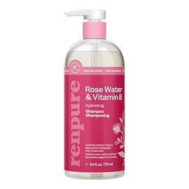 RENPURE Champú Hidratante de agua de rosas a base de plantas, 24 oz