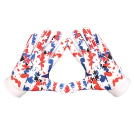 Honteez Elite Grip Pro Football Gloves for Receivers - Enhanced Performance, Size Options (XX-Large), Red/White/Blue