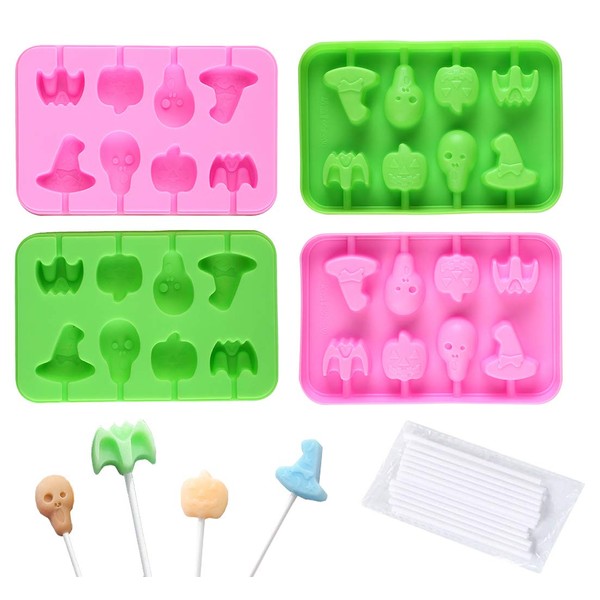 Halloween Candy Molds Silicone Lollipop Molds 4 Pcs Chocolate Lollipop