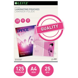 Leitz iLAM A4 Glossy Laminating Pouches, 125 microns, Pack of 25