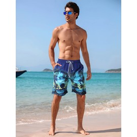 APTRO Men's Swim Trunks Quick Dry Bathing Suit Swim Shorts 005 Blue 3XL