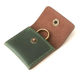 TheAntiq Estuche para Anillos de Cuero de Grano Completo, Porta Joyas Compacto con Botón, Funda para Anillos de Compromiso y Boda, Hecho a Mano, 5.8 x