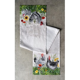 Maison d' Hermine Tablerunner 100% Cotton Decorative Washable Table Runners for Home, Kitchen, Dining, Party & Camping - Gifts for Mothers day Spring & Summer (Basse Cour, 37cm x 180cm )