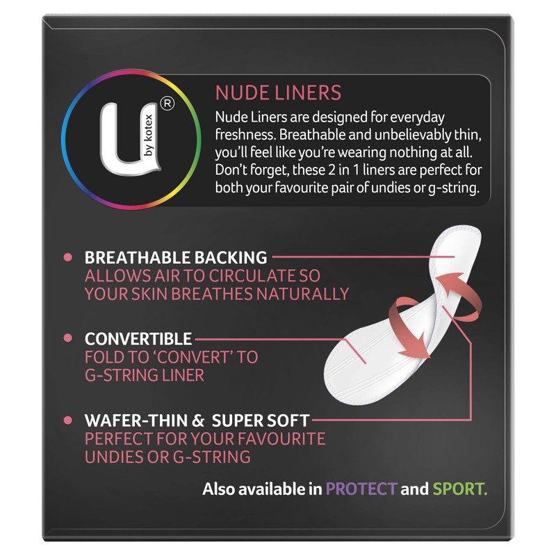 U by Kotex Nude Liners White 30 Pack