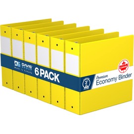 Premium Economy 6-Pack 3-Ring Binders for School or Office, Round-Ring Binders, 3 Inch, Yellow