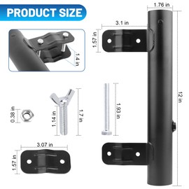 RV Ladder Mounted Flagpole Holder, Heavy Duty RV Flag Holder for Most RV Ladder, Compatible with 1" RV Ladders (Black, Rustproof Coated Steel)