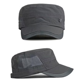 LOJAX Men's Work Cap, Restoration Army Hat, Summer, Cool Mesh Flat Cap, Light and Flirty, Quick Drying, Sports Hat, Fishing and Walking Baseball Cap, gray (dark gray)