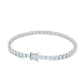 Unisex Tennis Bracelet 3mm 4mm 5mm Round Cut Cubic Zirconia Real Solid 925 Sterling Silver Tennis Bracelet, 9 inches, Metal, Cubic Zirconia,