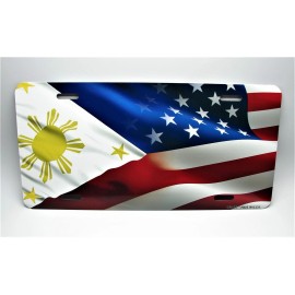 DIGIART INTERNATIONAL PHILIPPINES FILIPINO AMERICAN FLAG METAL CAR NOVELTY LICENSE PLATE AUTO TAG