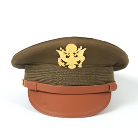 ANQIAO WW2 US Officer Visor Hat Crusher Wool Cap WWII Airborne (7 3/8)