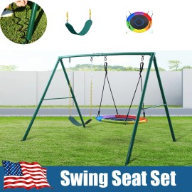 Trekassy 440lbs 2 Seat Outdoor Swing for Kids Heavy Duty A Frame Swing Stand Backyard Set