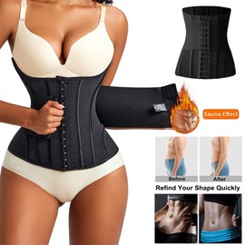 MISTHIN Waist Cincher Shaperwear for Womem Full Body Women Double Belt Wrap Corset Trainer Tummy Control Shaper (Black, Large)