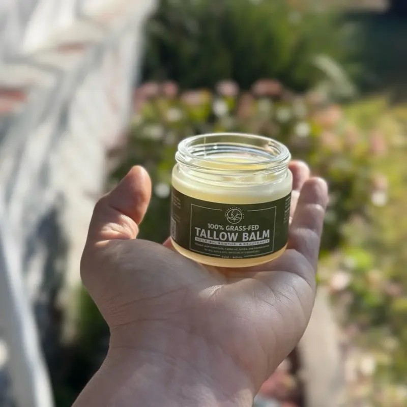 100% Grass-Fed Beef Tallow Facial Moisturizer with Calendula, Arnica, Castor