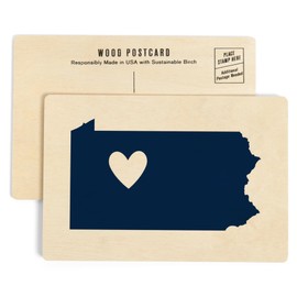 Pennsylvania, State Outline and Heart (4x6 Birch Wood Postcards, 2-Pack Stationary, Rustic Home Wall Decor)