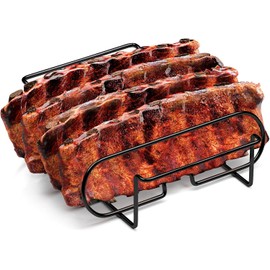 XKONG Stainless Steel Rib Rack, Holds Up to 4 Full Racks, BBQ Rib Rack for Gas Smoker or Charcoal Grill