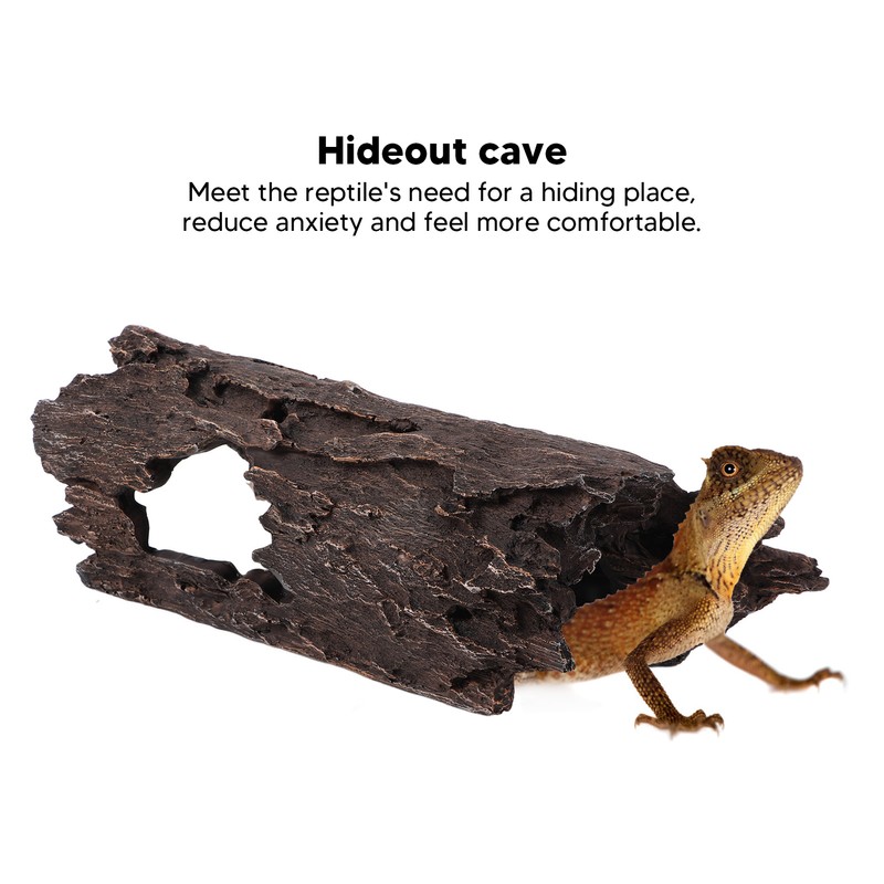 Resin Wood Aquarium Decorations Reptile Hollow Tree Trunk Cavern Bark