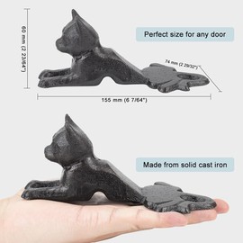 Earl Diamond Cast Iron Door Stop | Door Wedge | Heavy Decorative Door Stopper - Stop Your Bedroom, Bath and Exeterior Doors 2.9x6.1(Rustic Cat)