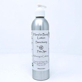 Tres Spa Organic Lotion Sanctuary Lavender & Chamomile pure essential oils with light and nourishing Organic Shea butter, Sunflower, Avocado, & Seed oils | Vegan | Cruelty Free (250ml)