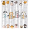 BCNEW Cartoon Cat Shower Curtain Cute Kitty with Fish Kitten