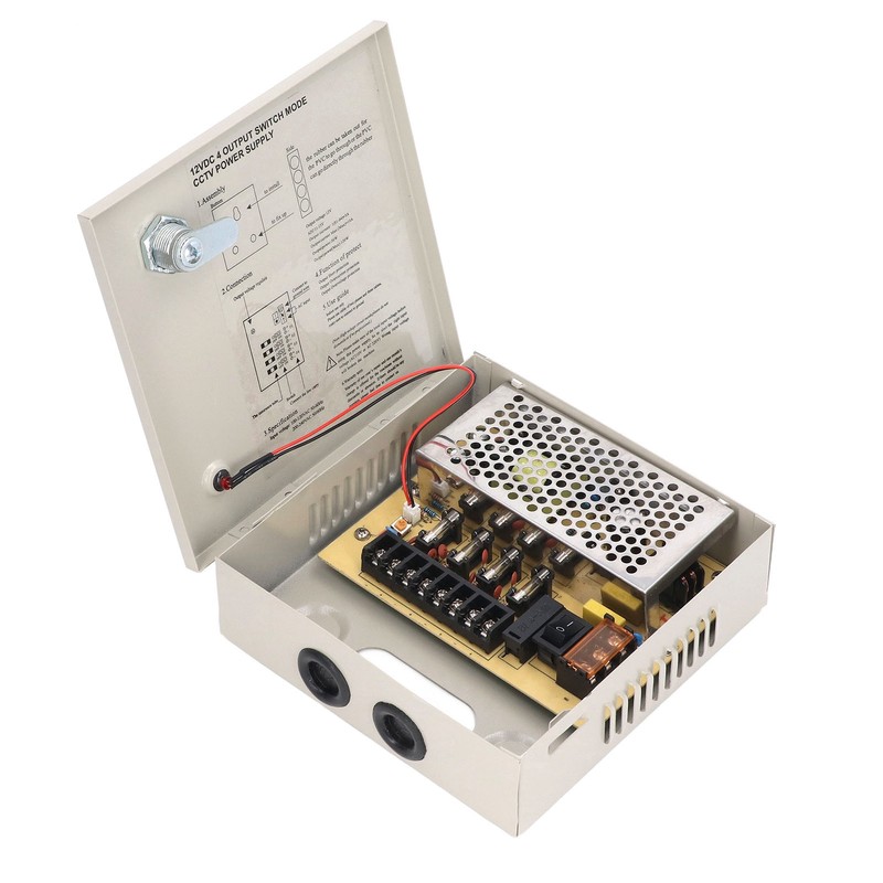 4 Channel 12V CCTV Power Supply 3A Fuse Closed Circuit