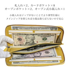 Berkut 1291385 Crocodile Matte Zip Around Long Wallet with Back Pocket, High-quality, Thin, yellow