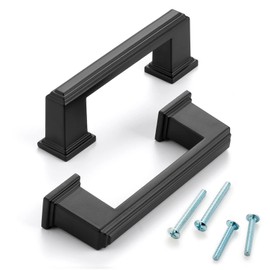 ASKANO 3 Inch Hole Centers, Black Stepped Kitchen Cabinet Pull Handle ZP2206 | Pack of 10, Solid Hardware for Drawer, Dresser, Bathroom, Vanity, Furniture Door, Cupboard, Bedroom, 3"