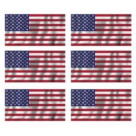 CartNest - (Pack of 6) American Flag Hard Hat Sticker Decal Size: 2" x 3" Each