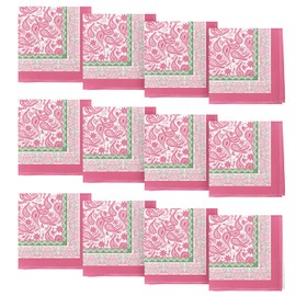 Horaldaily Rustic Cloth Napkins 18 x 18 Inch, Seasonal Pink White Vintage Party Dinner Decoration Washable Napkins Set of 12