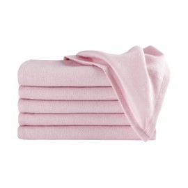 Little Pipers Deluxe 100% Natural Cotton Birdseye Cloth Diapers for Babies - Absorbent Cloth Diapers Burp Cloths - Pink - 6 Pack