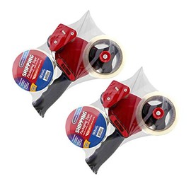 BAZIC Heavy Duty Tape Dispenser Gun, 2 Rolls 2" x 54 Yards Super Clear Packing Tape, Shipping Packing Mailing Tape Gun for Box Sealing, 2-Pack