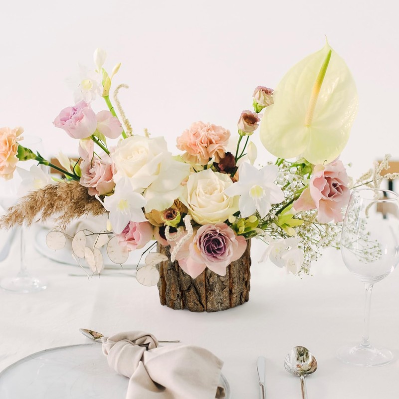 BESPORTBLE Flower Pot Natural Bark Rustic Planter Barrel Container for