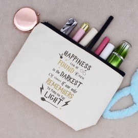 LIBIHUA Happiness Can Be Found Even in the Darkest-Magic Lovers Gifts-Inspirational Gifts-Recovery Gifts-Sympathy Gifts-Encouragement Christmas Gifts-Makeup Bag Cosmetic Bag Travel Pouch