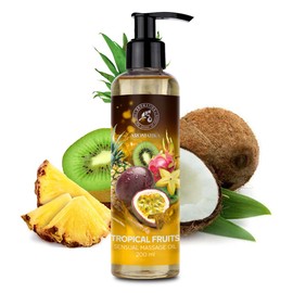 Tropical Fruits Sensual Massage Oil 200 ml - Massage Oil with Almond Oil - Body Massage Oil - Relaxation Massage Oil - Edible and Natural - Body Oil - Natural Cosmetics - Kissable Massage Oil