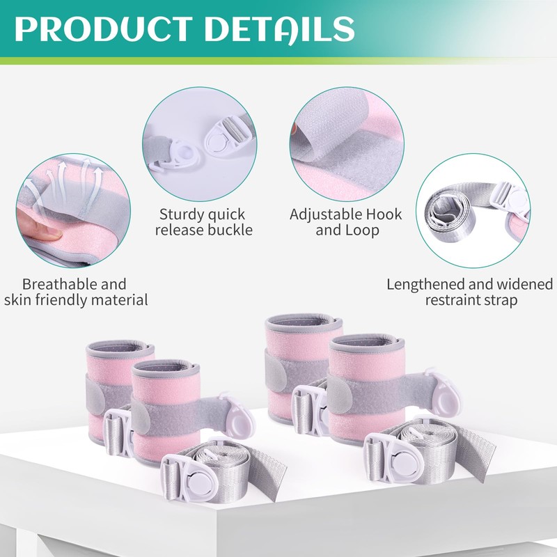 lefeke Patient Medical Restraints with Quick Release Buckles, Bed Restraints