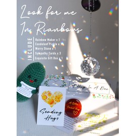 stino Sympathy Gift for Loss of Loved One, Memorial Crystal Suncatcher & Hug Stone, Women Bereavement Grief Gifts in Memory of Mom Dad Husband Pet (3PCs Gift Box)