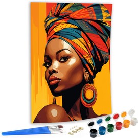 SKRYUIE Paint by Numbers Kit for Adults Beginner African Woman, Acrylic African American Oil Painting by Numbers Kits with PaintBrushes Paintwork Art Crafts Canvas for Home Decor 16x20 inch