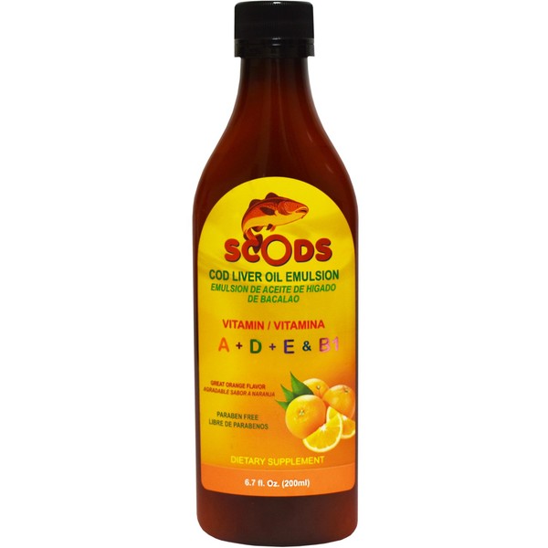 ELP ESSENTIAL Emulsion de Scods Naranja Cod Liver Oil Emulsion Orange 200ml Vitamin A + D + E & B1