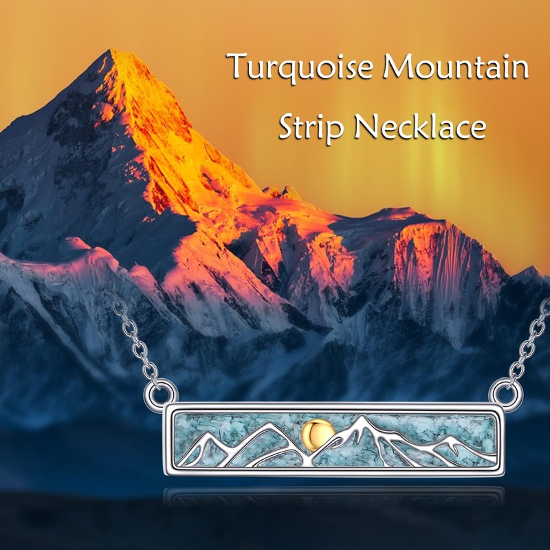 Mountain Necklace Sterling Silver Turquoise Mountain Pendant Teardrop Jewelry Gifts