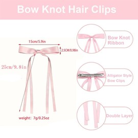 12 PCS Hair Bows for Women, Satin Ribbon Hair Bows with Metal Clips, Tassel Bowknot Hair Clips with Long Tail, Hair Bow Clips Hair Barrettes for Women Accessories(11 colors)