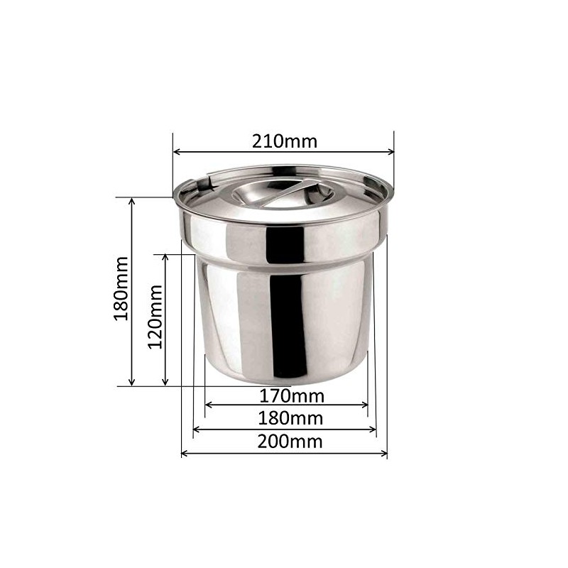Bain Marie Round Pot & Lid Stainless Steel Soup Gravy