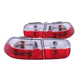 AnzoUSA 221220 Red/Clear Taillight for Honda Civic - (Sold in Pairs)
