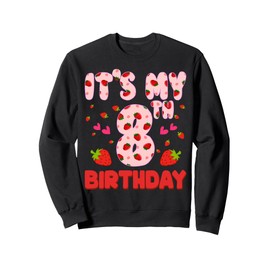 Kids 8 year old Strawberry Birthday Girl Sweet Fruit 8th Sweatshirt