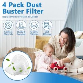 Funmit 4 Pack Replacement Filter Compatible with Black & Decker Power Tools VF110 Dustbuster Cordless Vacuum CHV1410L CHV9610 CHV1210 CHV1510 CHV1410 CHV1410B BDH2000L Part 90558113-01