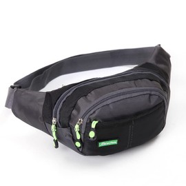 Fanny Pack Zip Pouch Unisex Handy Belt Hiking Climbing Sport Bum Waist Bag with Multiple Zip Pockets - Adjustable