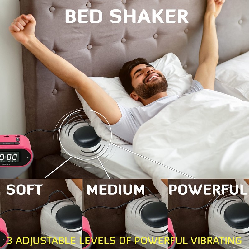 Riptunes Loud Alarm Clock with Bed Shaker for Heavy Sleepers