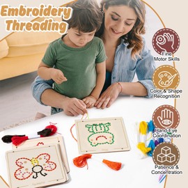 L0famy My First Sewing Kit for Adults, Wooden Sewing Craft Kits Embroidery Thread, Fun Sewing DIY Craft Ornaments for Kids, Learn to Sew Arts and Crafts Kit for Sewing Projects