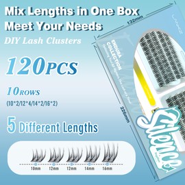 Cluster Lashes Kit，Lankiz Reusable Individual Eyelashes KIT with Lash Bond Seal and Remover Natural Wispy 10-16mm C Curl Lash Extension 120PCS DIY Waterproof (Papillon)