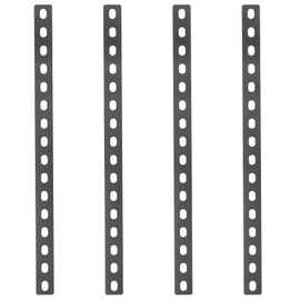 GBGS 4 Pack 16" Black Mending Plate,Slotted Flat Bar Brackets,1/8" Thick